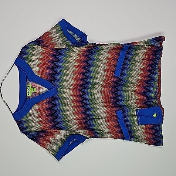 Crocs large multicolored medical aparal short sleeve scrub shirt - Picture 1 of 6